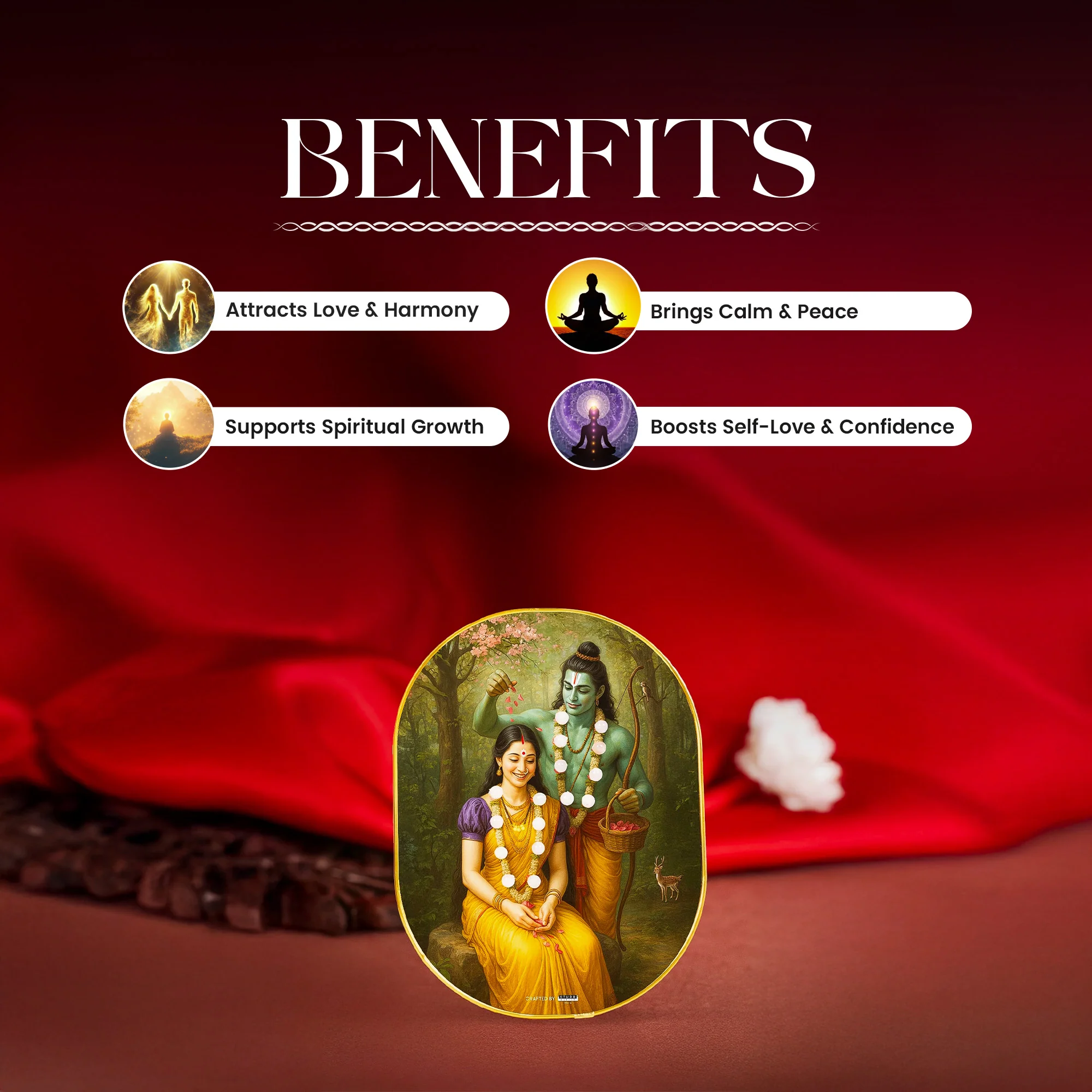 Sita Ram Rose Quartz Plate [ Rounded Rectangle ] - Image 2