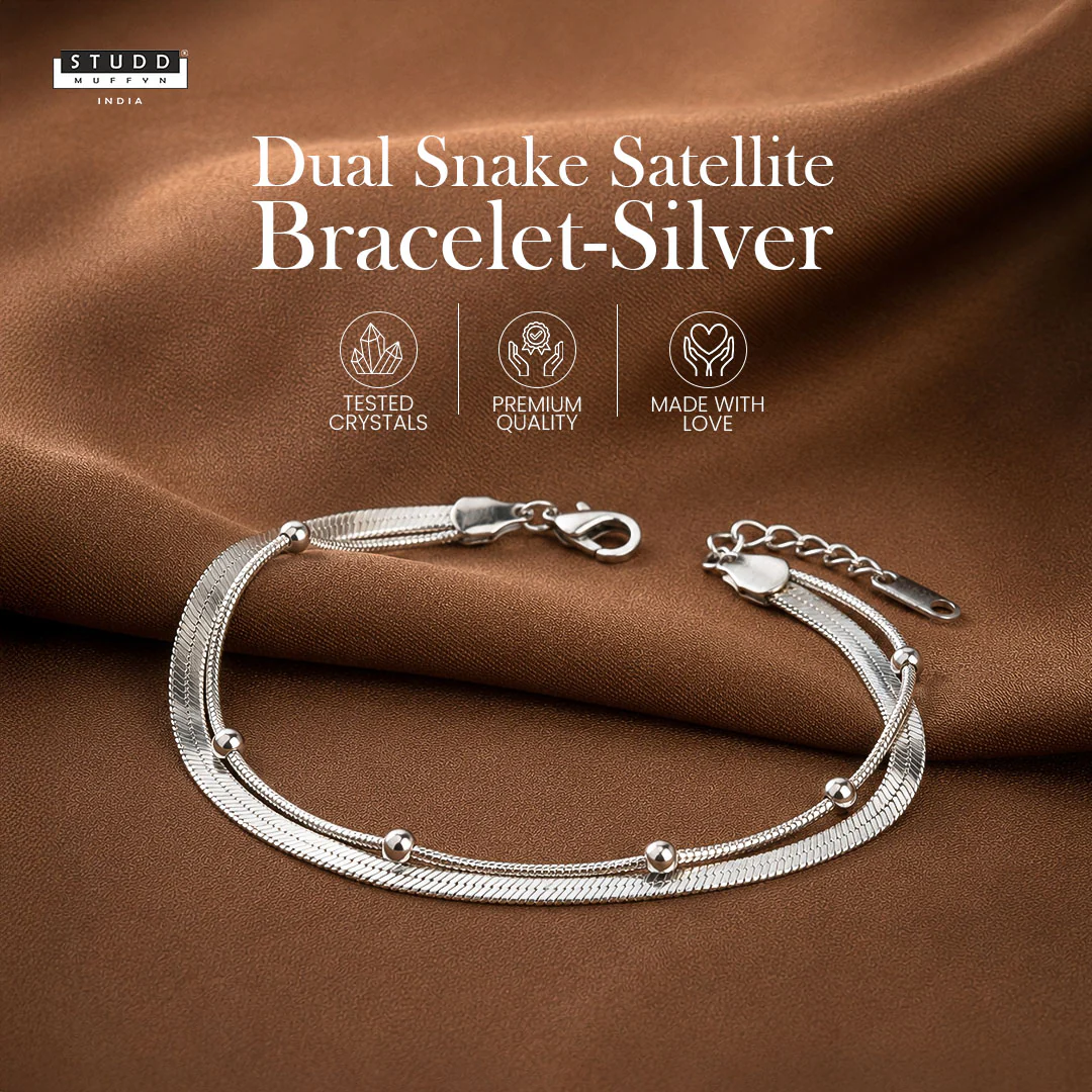 Dual Snake Satellite Bracelet [ Silver ] - Image 2