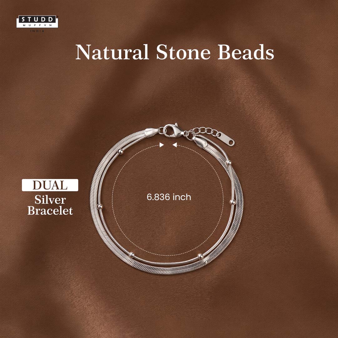 Dual Snake Satellite Bracelet [ Silver ] - Image 4