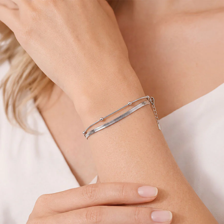 Dual Snake Satellite Bracelet [ Silver ] - Image 6