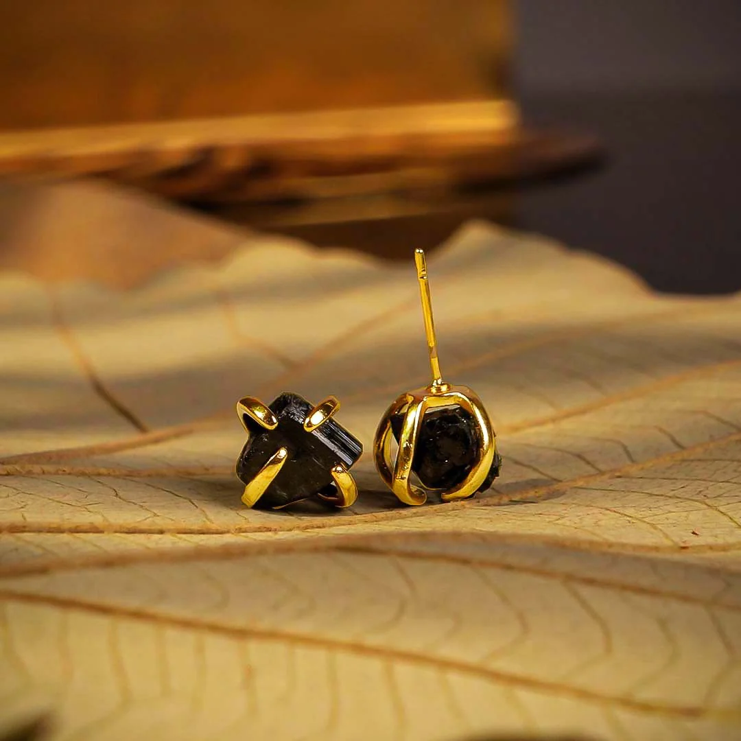 Black Tourmaline Spider Studs - Image 3