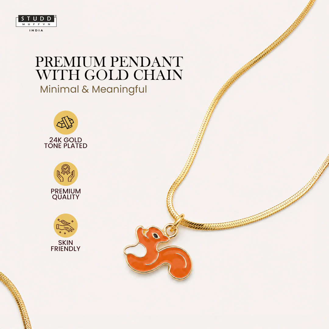 Squirrel Pendant - 24k Gold Plated [ With Chain ] - Image 2
