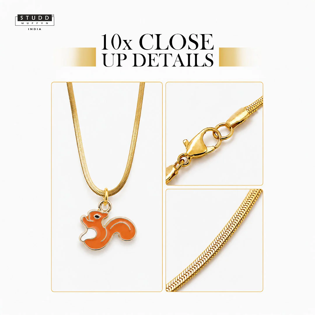 Squirrel Pendant - 24k Gold Plated [ With Chain ] - Image 5
