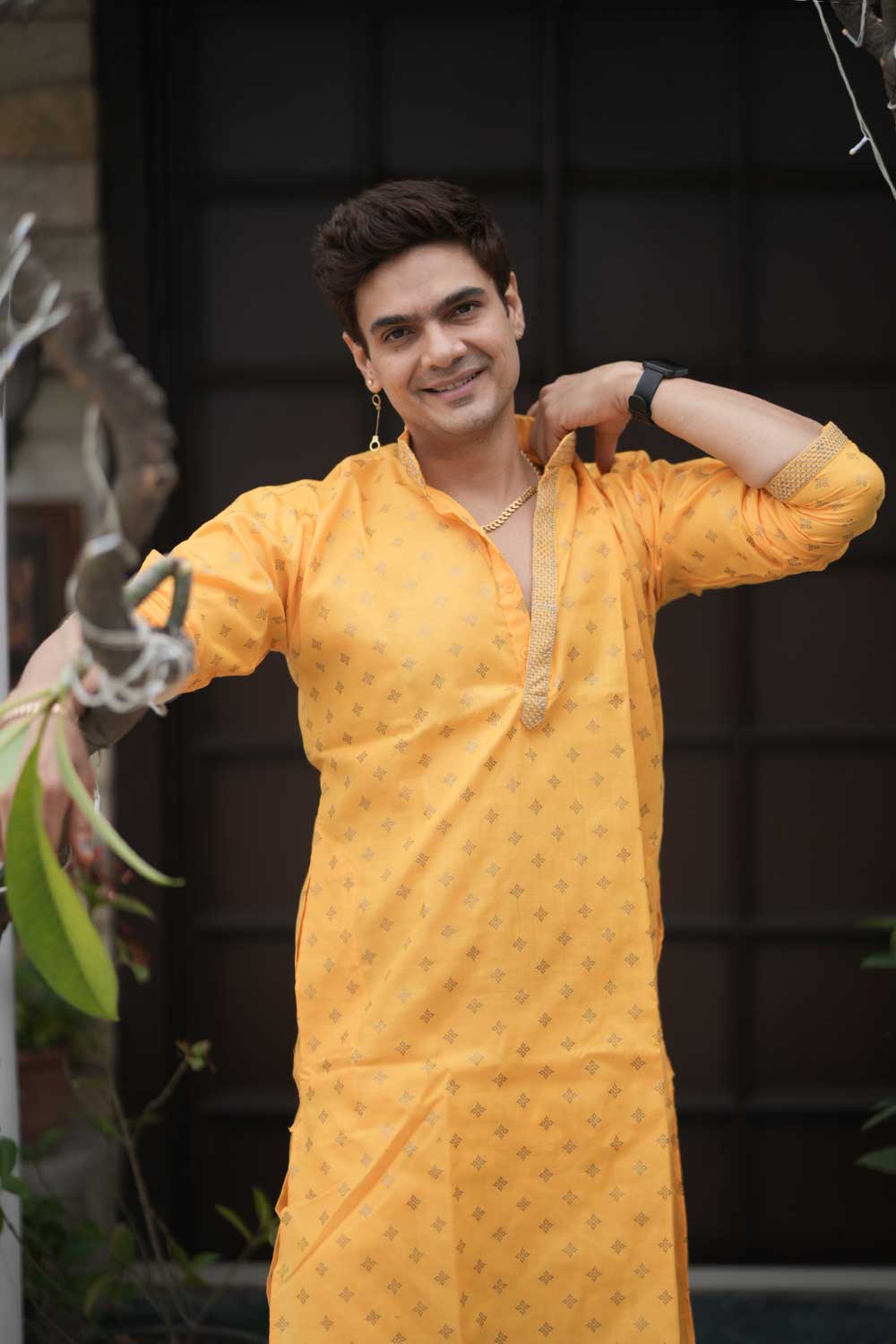 Yellow Block Print Kurta - Image 4