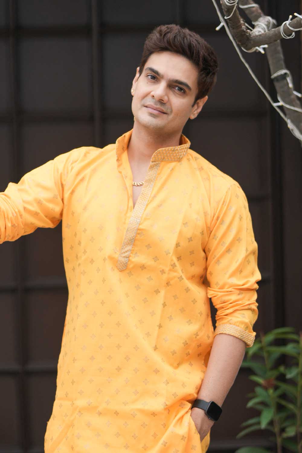 Yellow Block Print Kurta - Image 5