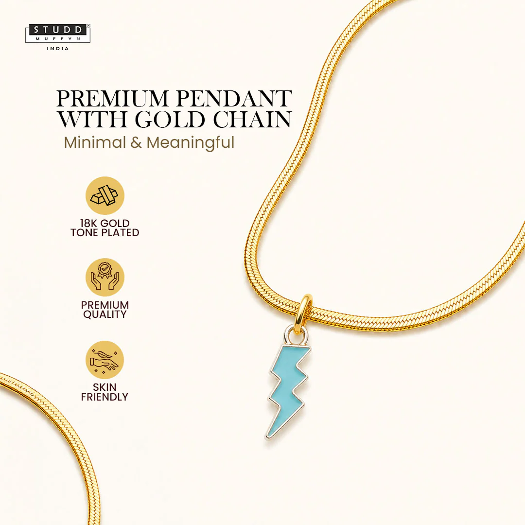 Thunder Pendant - 24k Gold Plated [ With Chain ] - Image 2