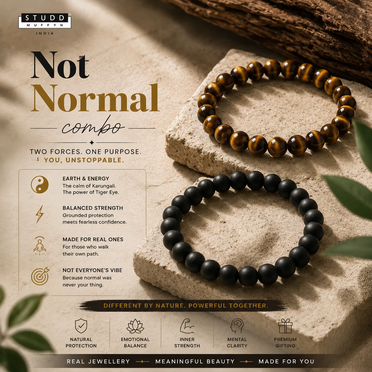 TIGER EYE AND KARUNGALI BRACELET - Image 3