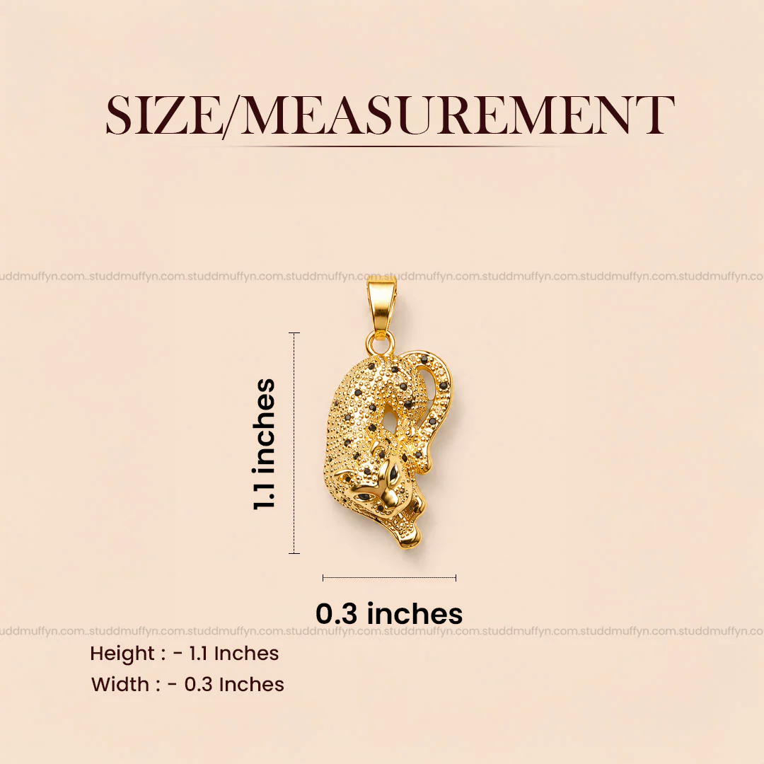 Fierce Tiger Pendant - 24k Gold Tone Plated [ Black Chain ] - Image 11
