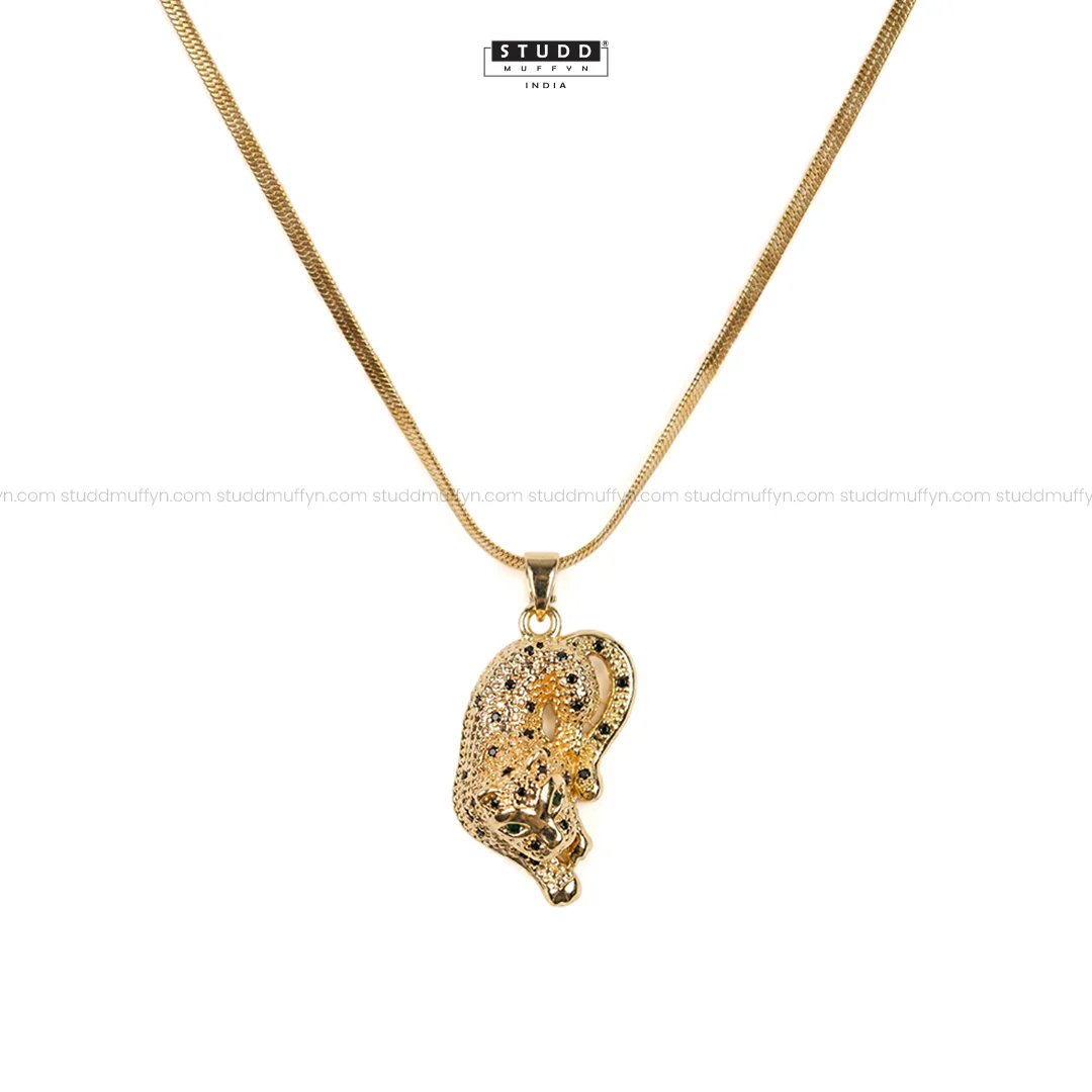 Fierce Tiger Pendant - 24k Gold Tone Plated [ Gold Chain ]