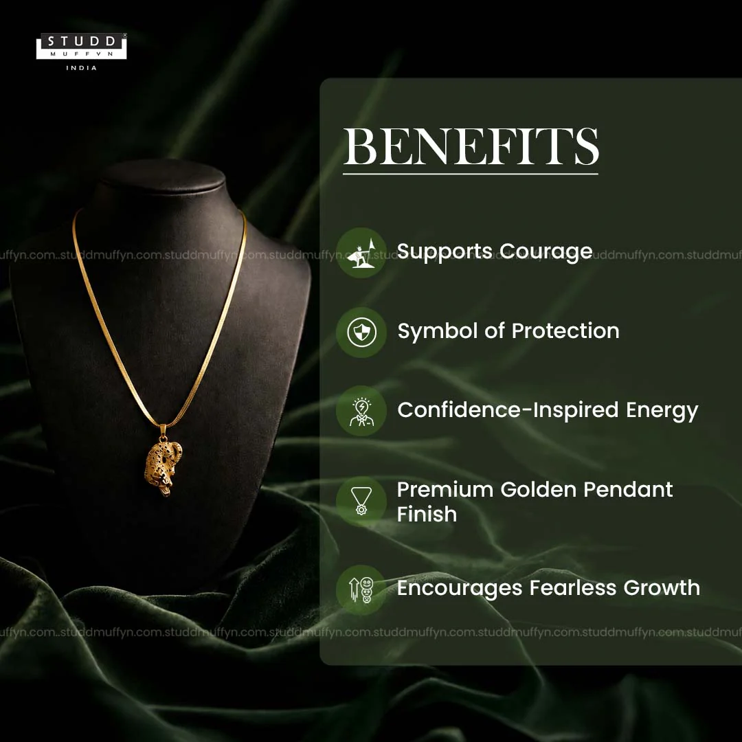 Fierce Tiger Pendant - 24k Gold Tone Plated [ Gold Chain ] - Image 4