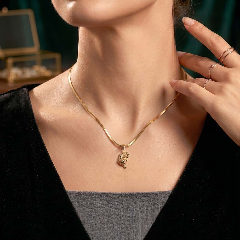 Fierce Tiger Pendant - 24k Gold Tone Plated [ Gold Chain ] - Image 7