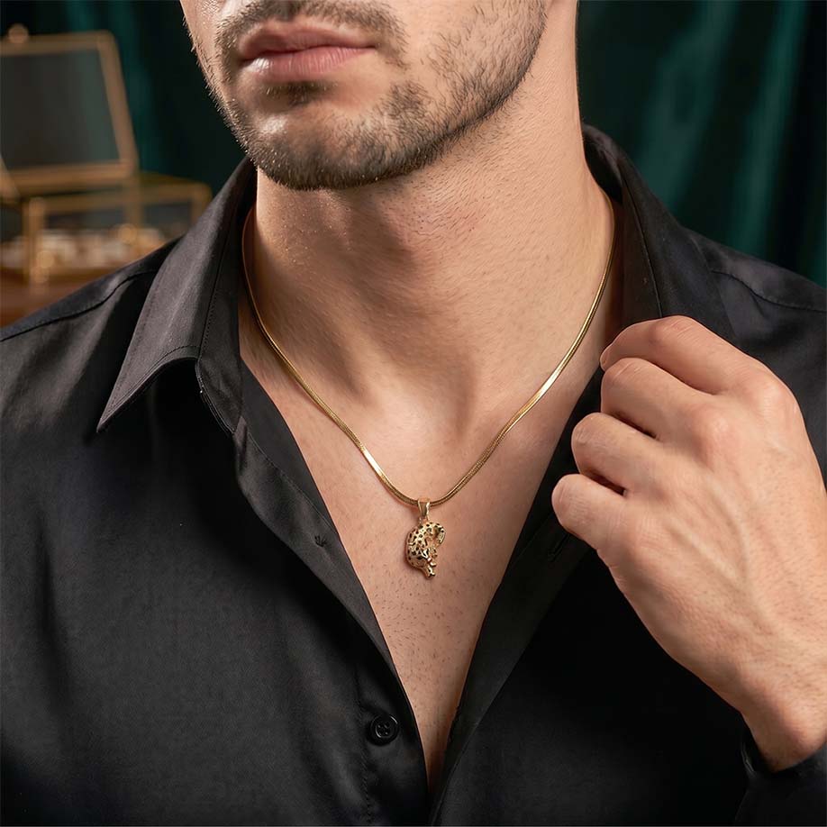 Fierce Tiger Pendant - 24k Gold Tone Plated [ Gold Chain ] - Image 8