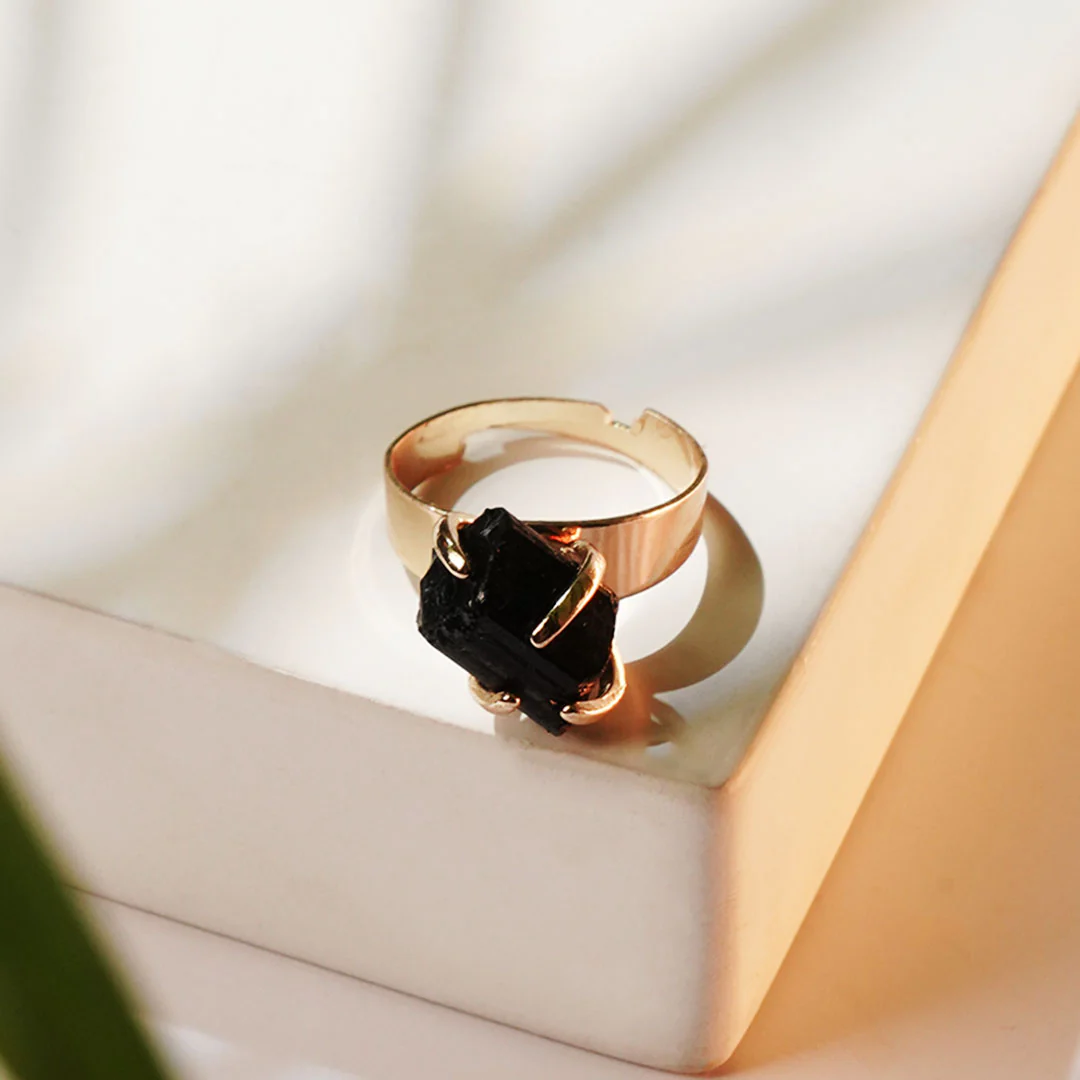 Black Tourmaline Golden Ring - Image 3