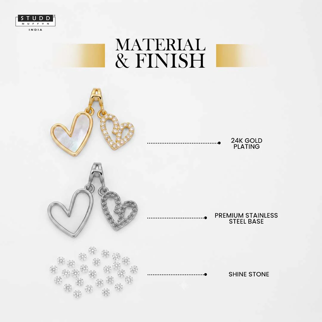 Twin Hearts Pendant – 24K Gold Tone Plated [With Chain] - Image 3