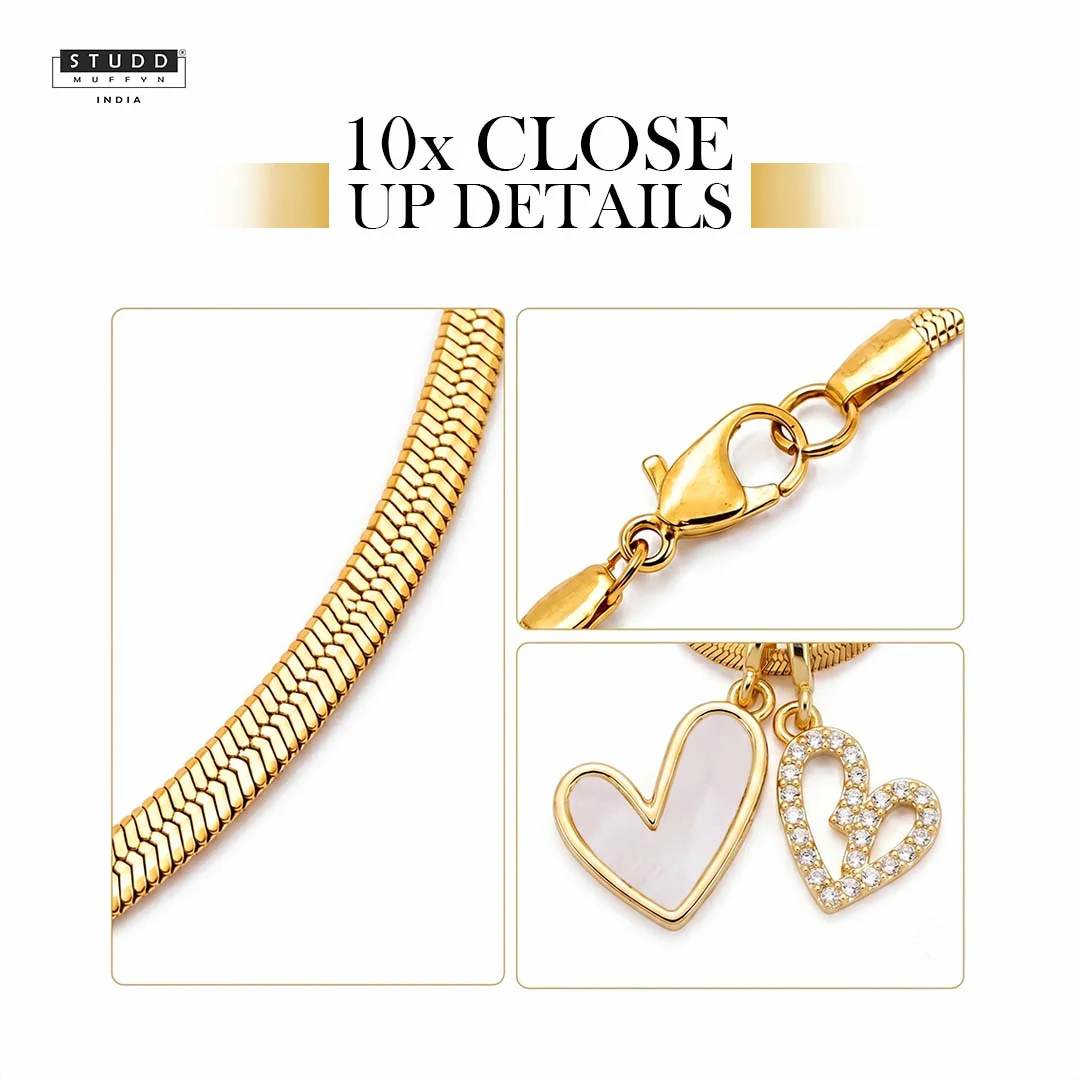Twin Hearts Pendant – 24K Gold Tone Plated [With Chain] - Image 5