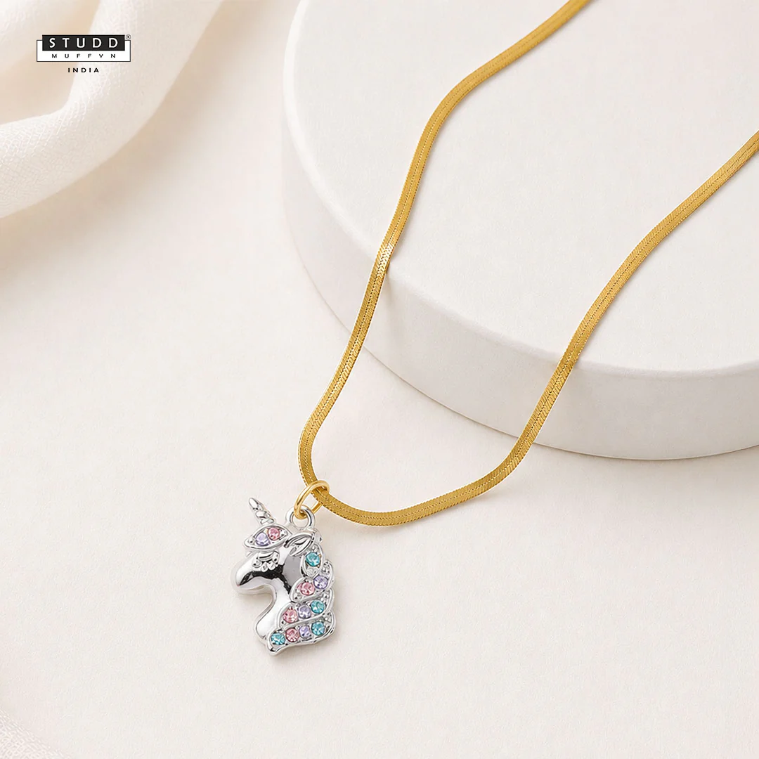 Unicorn Pendant - 24k Gold Plated [ With Chain ]