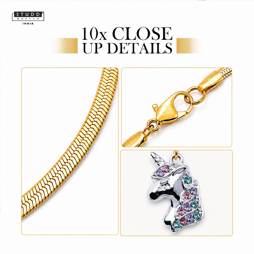Unicorn Pendant - 24k Gold Plated [ With Chain ] - Image 5