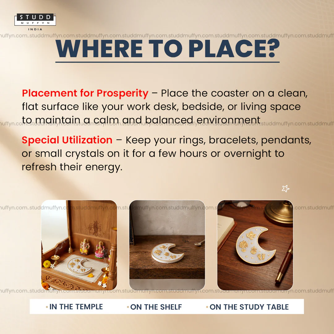 Vastu Shakti Moon Selenite Coaster - Image 4