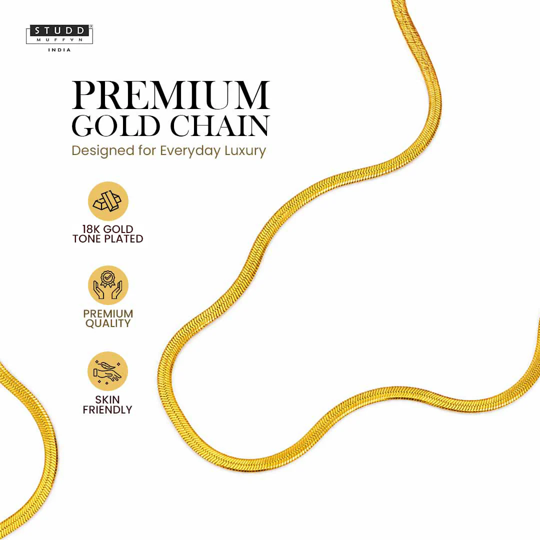 VELORE Snake Chain – 18K Gold Tone Plated [ PACK OF 2 ] - Image 3