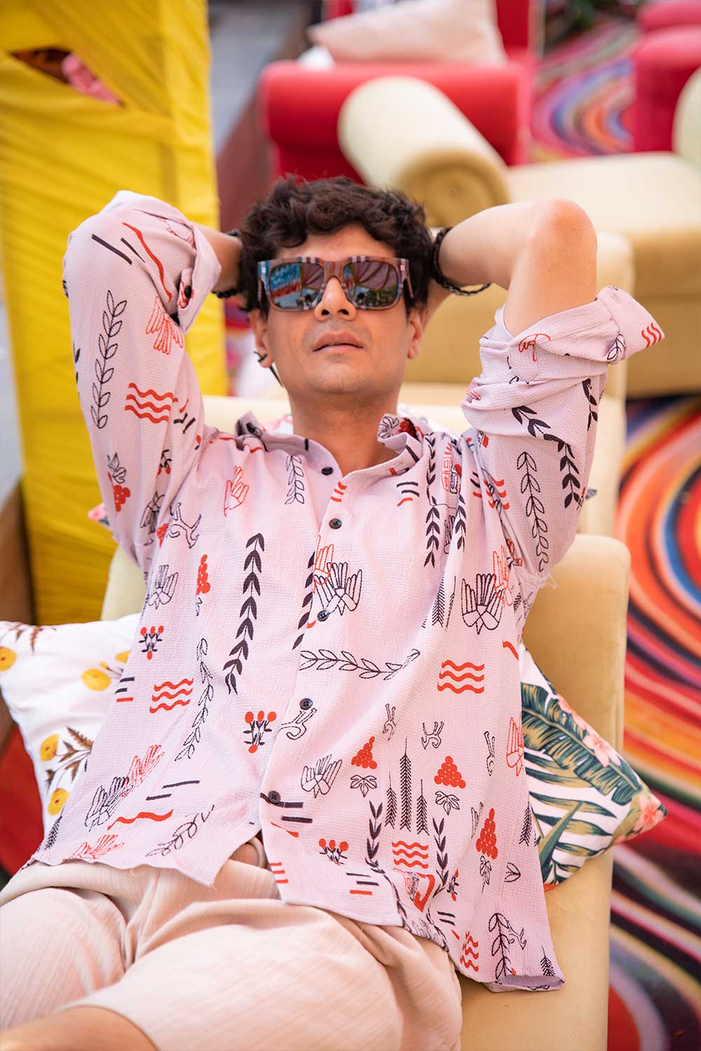 Warli Whisper | Luxury Popcorn Material I Men Shirt - Image 4